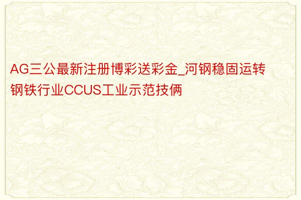 AG三公最新注册博彩送彩金_河钢稳固运转钢铁行业CCUS工业示范技俩