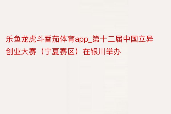 乐鱼龙虎斗番茄体育app_第十二届中国立异创业大赛（宁夏赛区）在银川举办