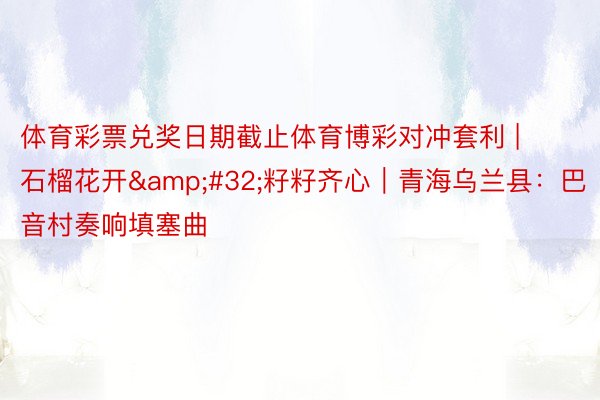 体育彩票兑奖日期截止体育博彩对冲套利 | 石榴花开&#32;籽籽齐心｜青海乌兰县：巴音村奏响填塞曲