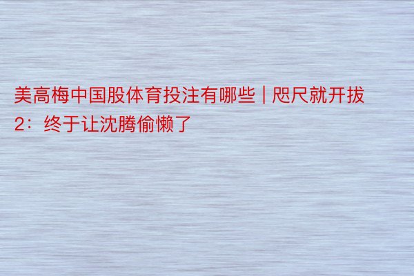 美高梅中国股体育投注有哪些 | 咫尺就开拔2：终于让沈腾偷懒了
